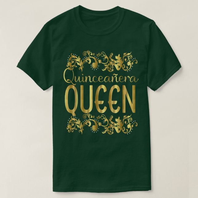 Camiseta Quinceanera Queen Birthday 15 15 Quince Quinze (Frente do Design)