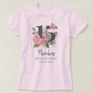 Camiseta Quinceanera Rustic Floral 15 Aniversário Combina
