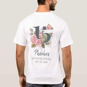 Camiseta Quinceanera Rustic Floral 15 Birthday