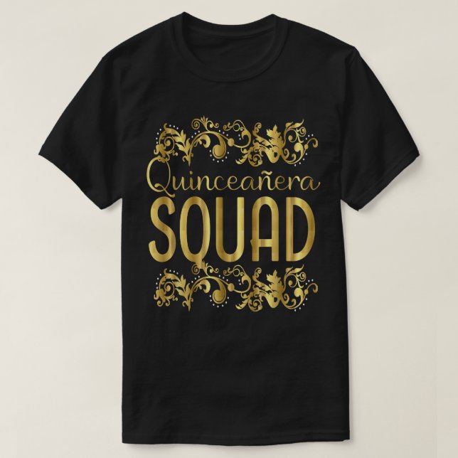 Camiseta Quinceanera Squad Birthday 15 15 Quince Quinze  (Frente do Design)