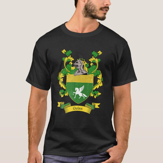 Camiseta Quinn Casaco De Armas | Quinn Surname Family Crest (Frente)