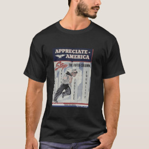 Camiseta Quinta Coluna Guerra Vintage Propaganda EUA Apreci