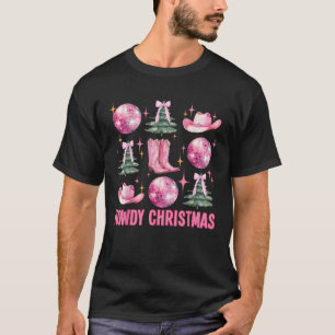 Camiseta Quintal cor-de-rosa Arco Xmas Tree Wester