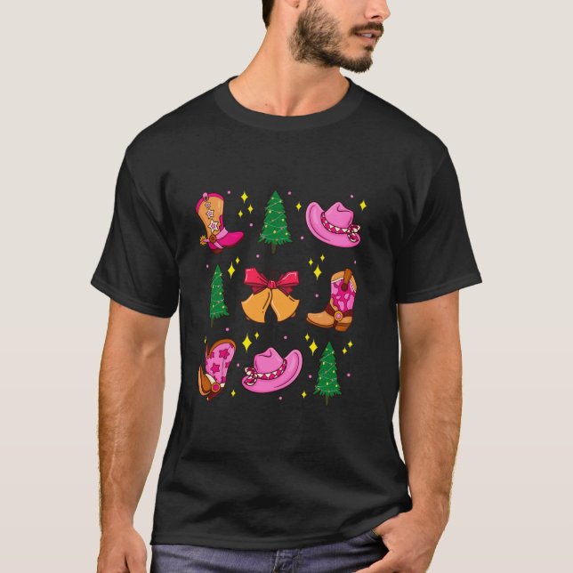 Camiseta Quintal cor-de-rosa Arco Xmas Tree Wester (Frente)