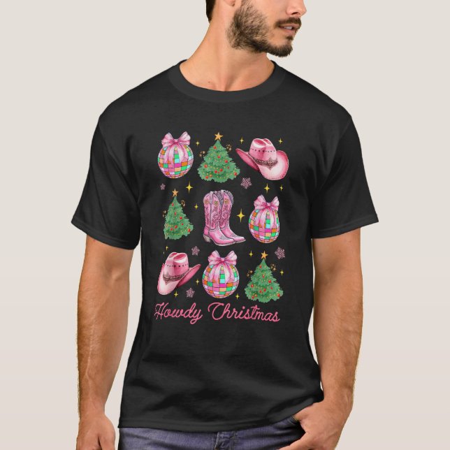 Camiseta Quintal cor-de-rosa Arco Xmas Tree Wester (Frente)