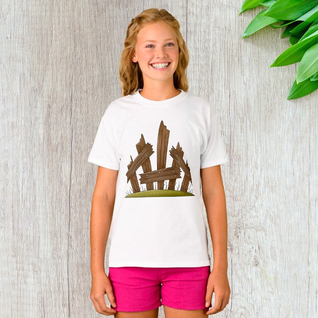 Camiseta Quintal Russo De Cerca De Madeira Quebrada (Criador carregado)