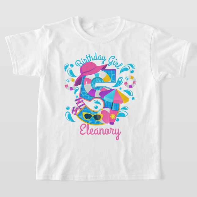 Camiseta Quinto Aniversário do Festa de piscina no Verão (Postura )