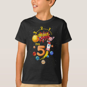 Camiseta Quinto aniversário - Explosão 5 Astronautas Fogu