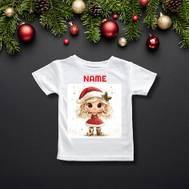 Camiseta Quirky Holiday Girl com nome PERSONALIZADO de acen