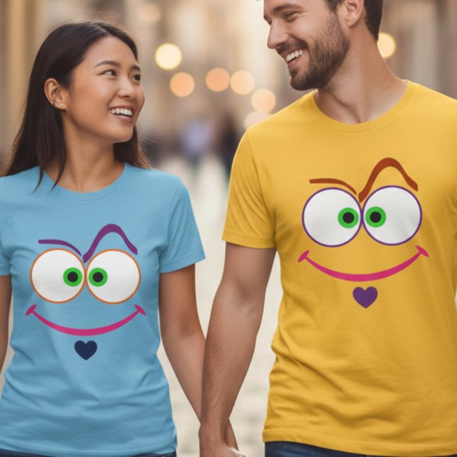 Camiseta Quirky Minimalist Smiley Face Heart Graphic Art (Criador carregado)