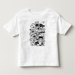 Camiseta Quirky Personagem de desenho animado Crowd