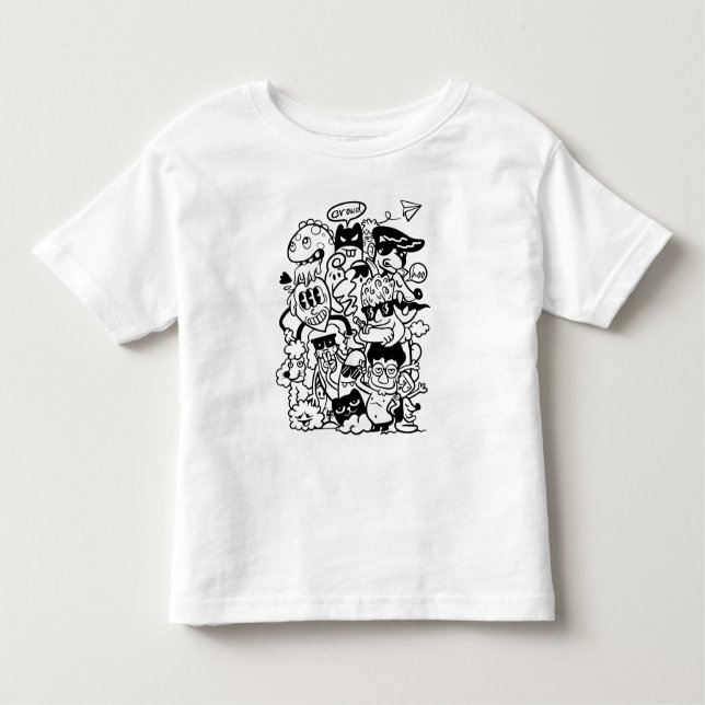 Camiseta Quirky Personagem de desenho animado Crowd (Frente)