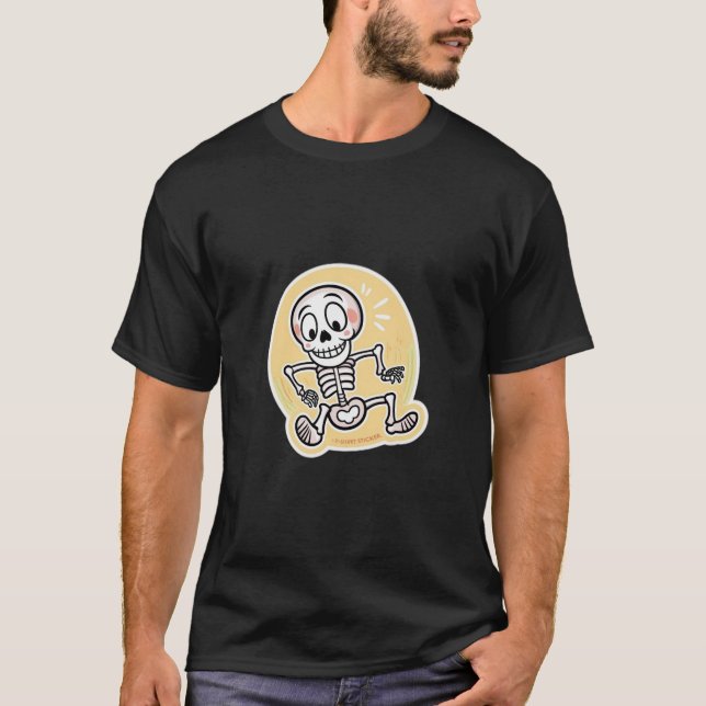 Camiseta Quirky Skeleton: Vinheta De Cartoon De Alta Qualid (Frente)