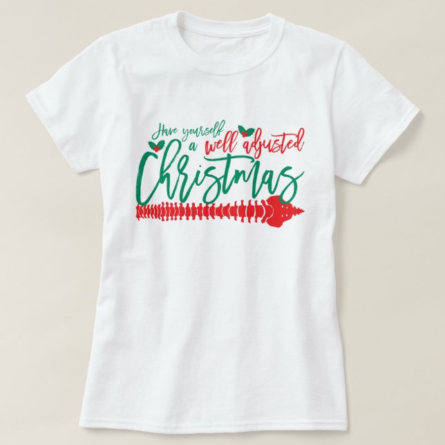 Camiseta Quiroprática Natal Bem Ajustada (Frente do Design)