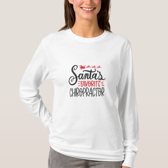 Camiseta Quiroprático Natal Santas Favorito (Frente)