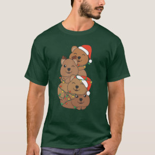 Camiseta Quokka Christmasree Animais de Natal Quokkas frie