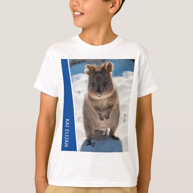 Camiseta Quokka Cute Animal on the Beach Australia Blue (Frente)