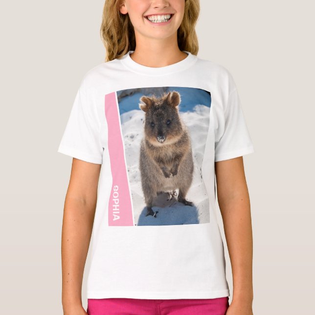 Camiseta Quokka Cute Animal on the Beach Australia Pink (Frente)