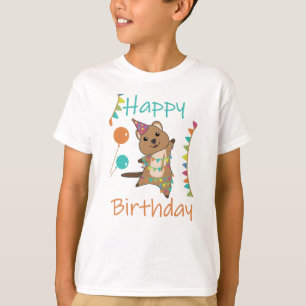 Camiseta Quokka Deseja Feliz Aniversário Para Você Quokkas
