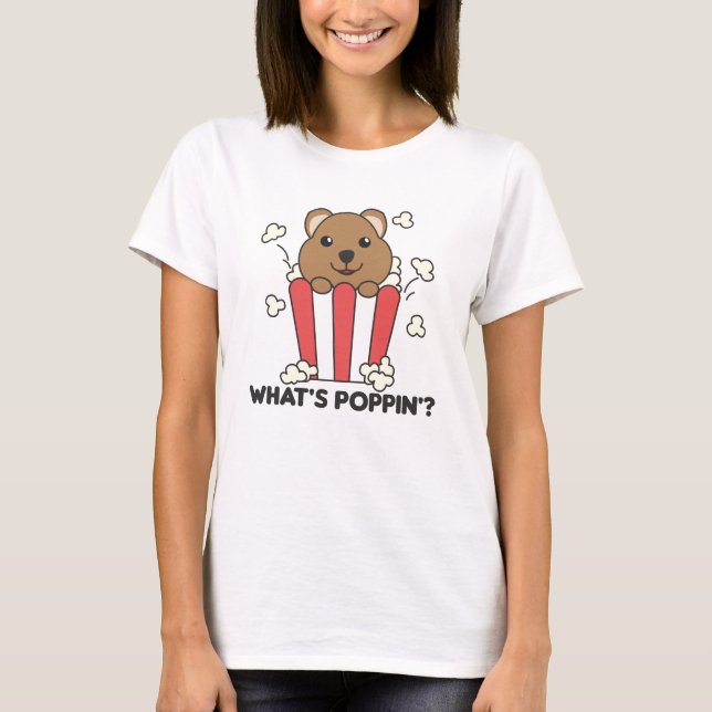 Camiseta Quokka Popcorn Whats Poppin Funny (Frente)