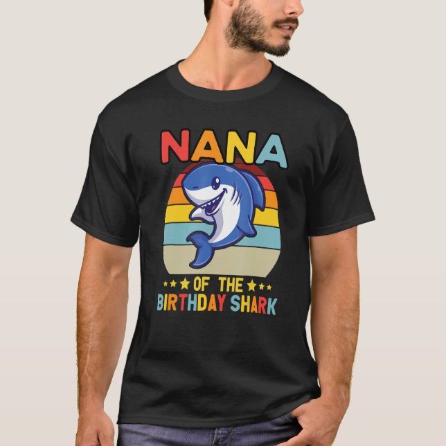 Camiseta Quote Nana Of The Bday Boy Shark Ocean Matching Fa (Frente)