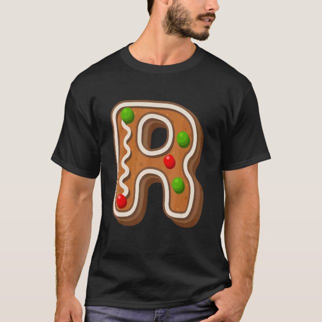Camiseta R Letra Maiúscula de Cookie Maiúscula com Alphabet (Frente)