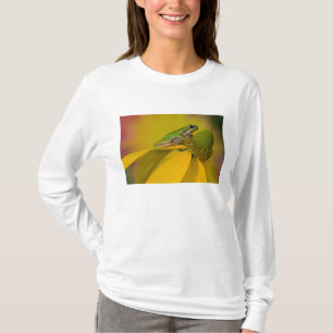 Camiseta Rã-arbórea-do-pacífico em flores no nosso jardim