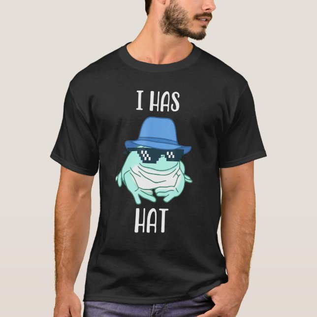Camiseta Rã Árvore Branca Eu Tenho Chapéu Rã Memes Anfíbio  (Frente)