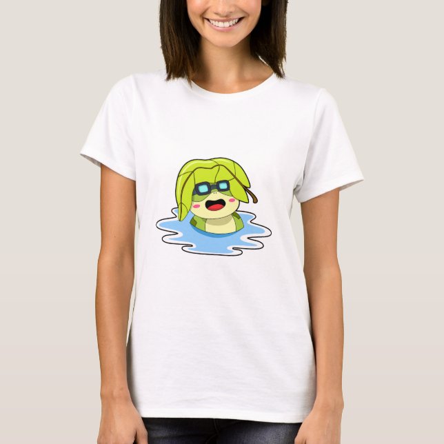 Camiseta Rã com Folha ao Nadar (Frente)
