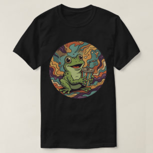 Camiseta Rã Groovy Bebendo Refrigerante - Arte Psicodélica