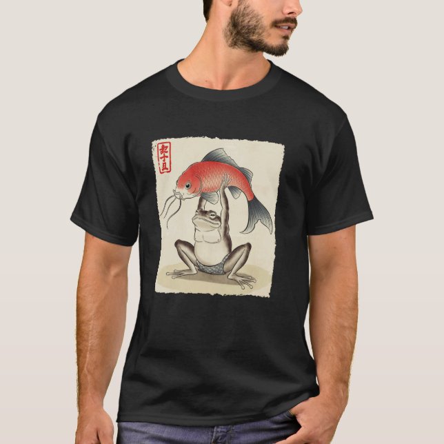Camiseta Rã Japonesa com Peixe Koi Carp Nishikigoi (Frente)