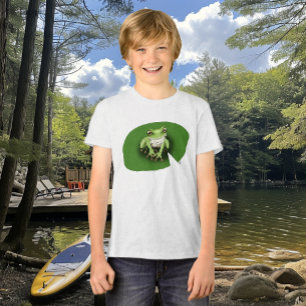 Camiseta Rã Verde Americana sobre Folha de Nenúfar