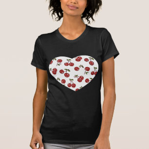 Camiseta RAB Rockabilly Cerejas Muito Vermelhas Em Branco