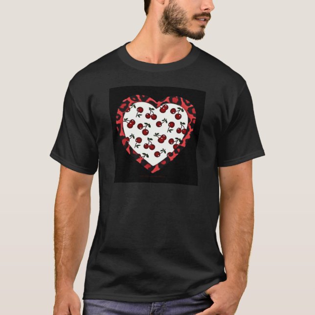 Camiseta RAB Rockabilly Cherries Leopard Print Heart (Frente)