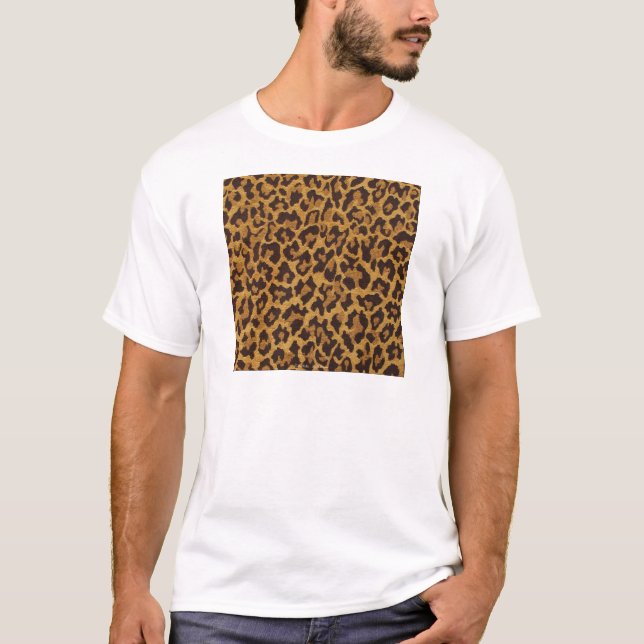 Camiseta RAB Rockabilly Estampa de Leopardo Marrom Dourado (Frente)