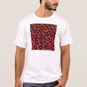 Camiseta RAB Rockabilly Estampa de Leopardo Vermelho Preto