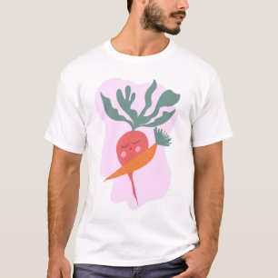 Camiseta Rabanete Fofo e Desenho Animado de Cenoura
