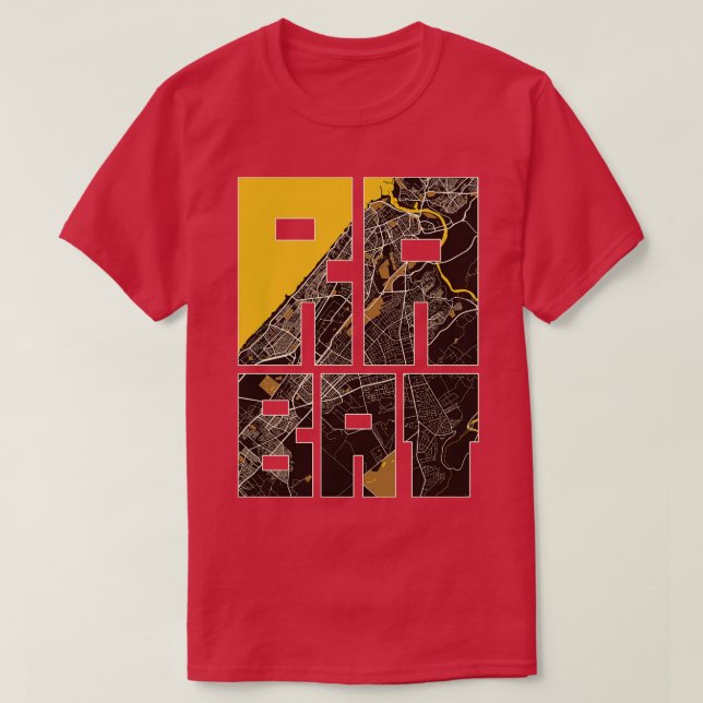 Camiseta Rabat Cidade de Marrocos Mapa Tipografia Pastel (Frente do Design)