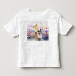 Camiseta Rabbit 1º aniversário soprando goma-rosa