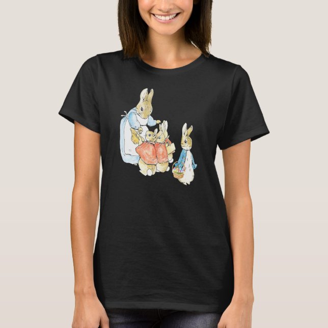 Camiseta Rabbit Adventures Mãe diz adeus Páscoa Dia E (Frente)