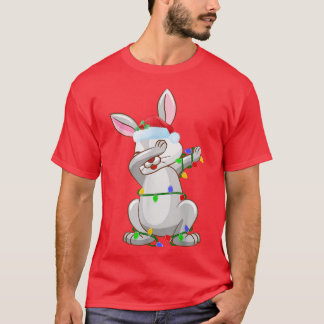 Camiseta Rabbit Baixo Xmas Luzes Papais noeis Engraçados Co