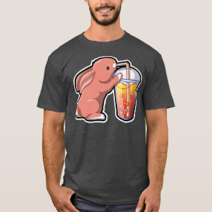 Camiseta Rabbit Bubble Tea Adorável Kawaii Animal Cute Boba
