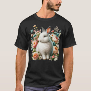 Camiseta Rabbit Bunny Aestético Floral para Meninas