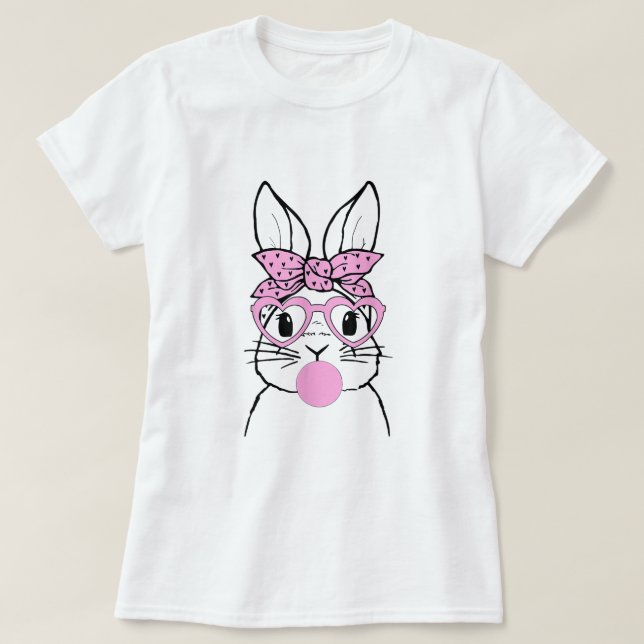 Camiseta Rabbit Bunny Glass Bandana Soprando Bolha Goma Ea (Frente do Design)