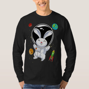 Camiseta Rabbit Cute Animal Rocket Planets Scientist Astron