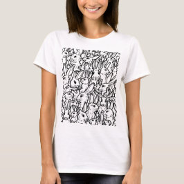 Camiseta Rabbit Desenha Design de Bunny de Arte Negra e Bra