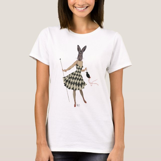 Camiseta Rabbit em vestido branco preto (Frente)