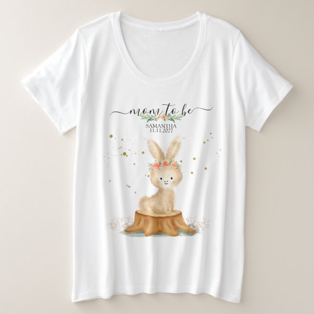 Camiseta Rabbit Family wildlife baby MOM TO BE (Frente do Design)