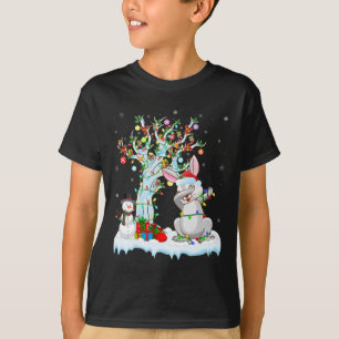 Camiseta Rabbit Ilumina Árvore Xmas Engraçado Rabbit Dabbin