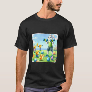 Camiseta Rabbit Instrui Pintinhos Usando Ovos Malhação Exte